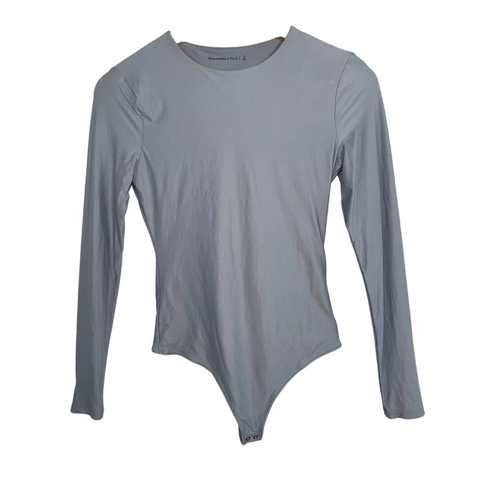 Abercrombie & Fitch Gray Grey Long Sleeve Crew Neck Bodysuit Top Womens Size S